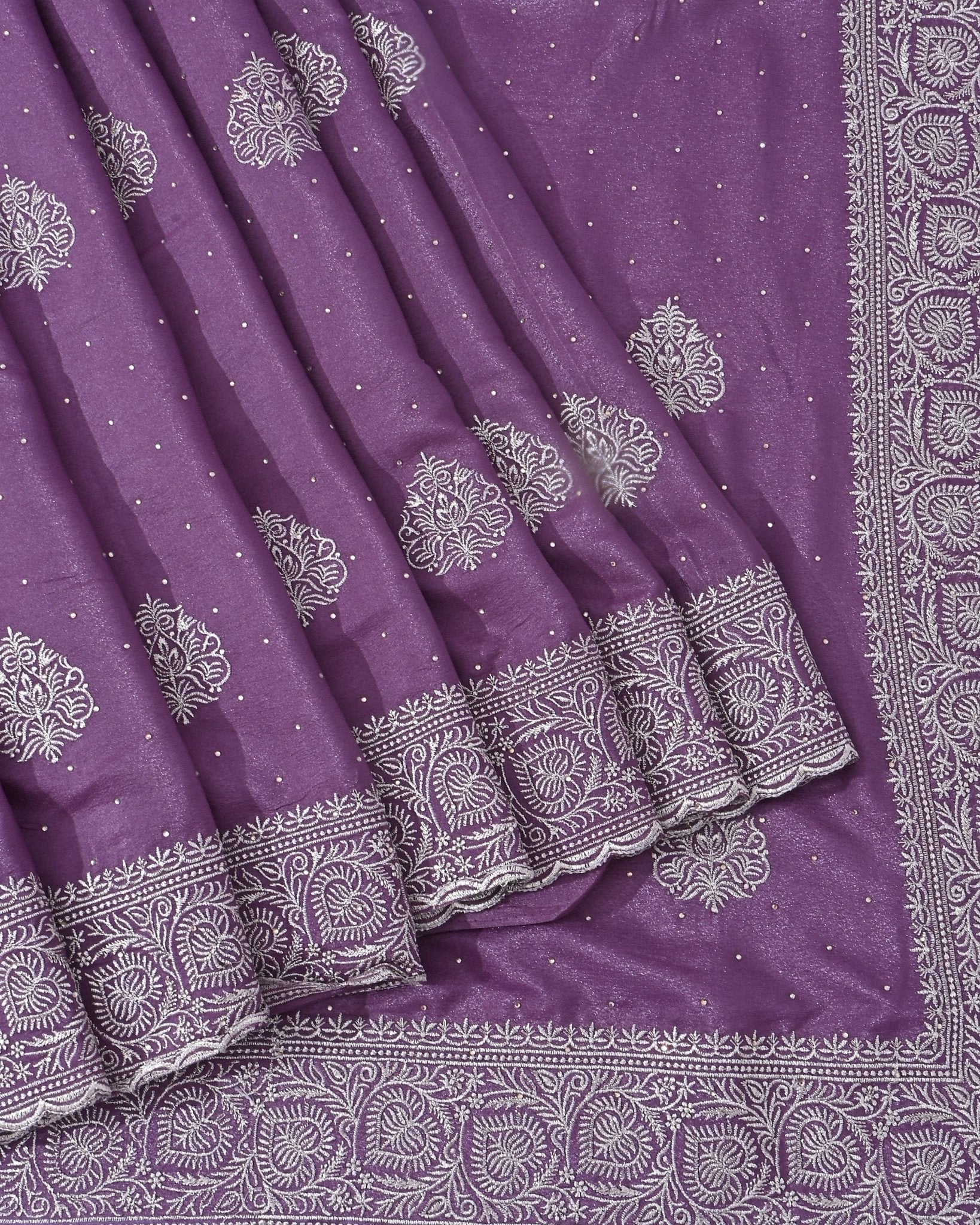 Purple Silk Embroidery Saree - Shop Vastram