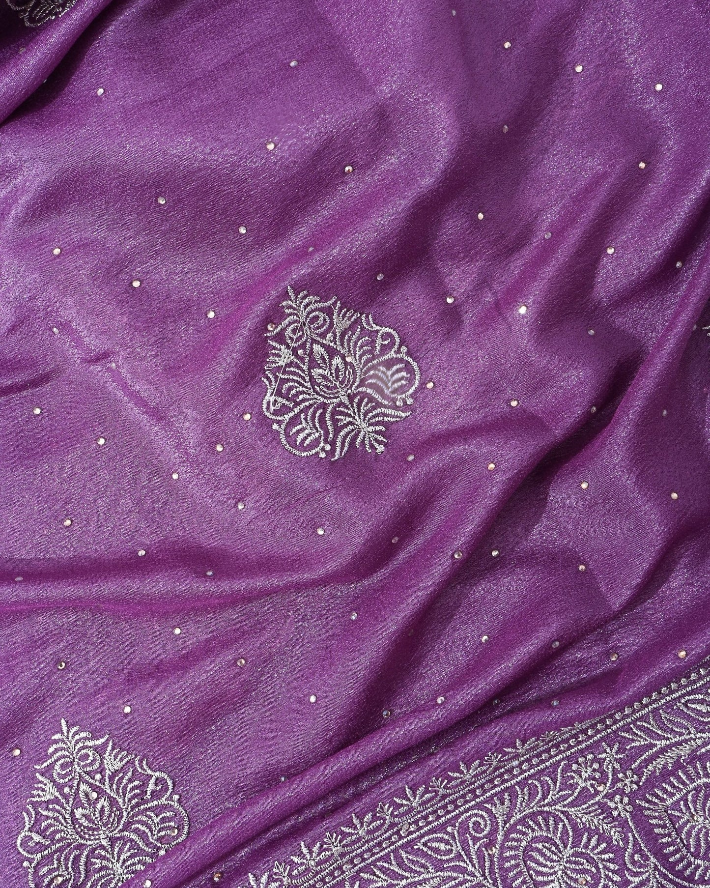 Purple Silk Embroidery Saree - Shop Vastram