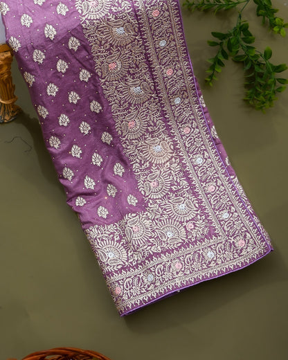 Purple Silk Embroidery Saree - Shop Vastram