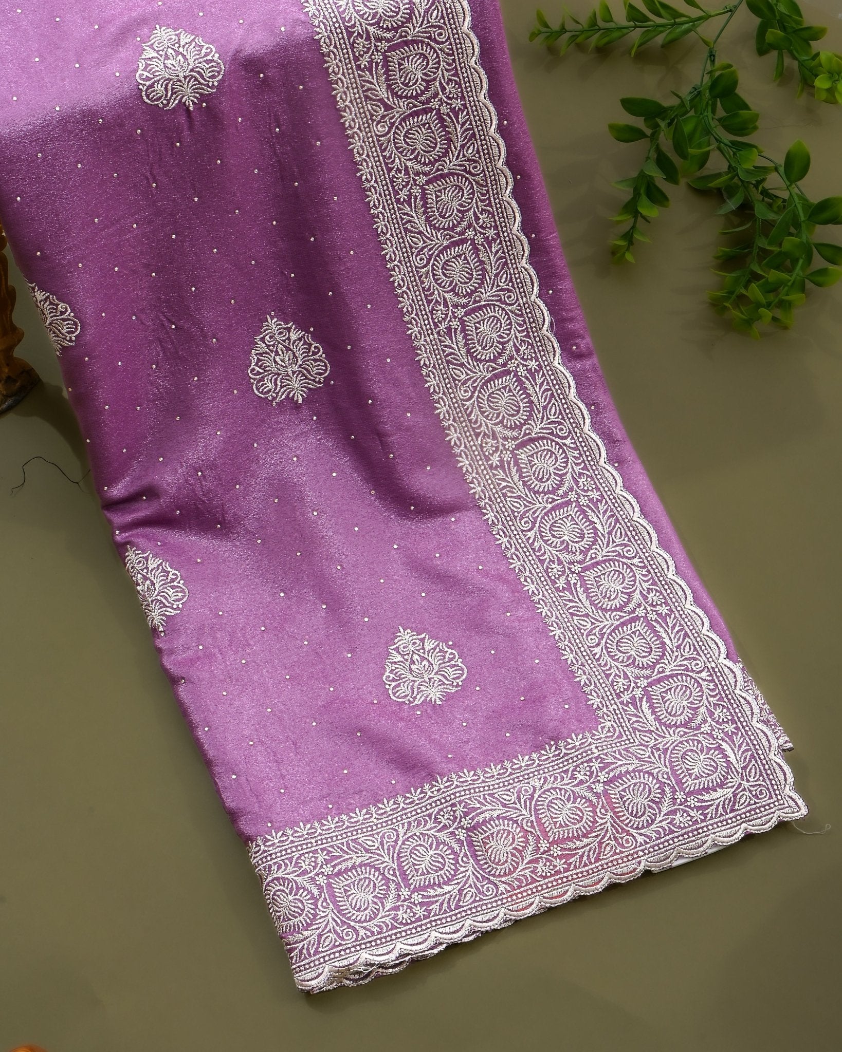 Purple Silk Embroidery Saree - Shop Vastram