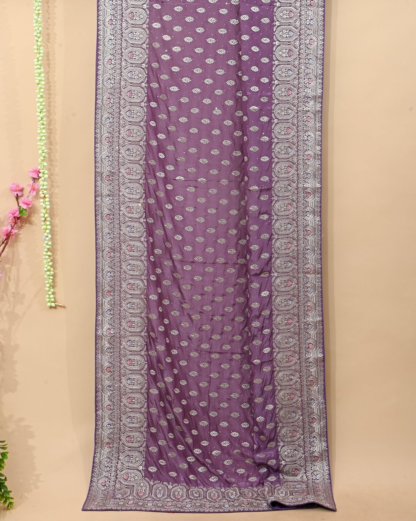Purple Silk Embroidery Saree - Shop Vastram