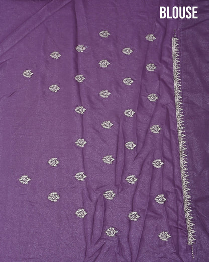 Purple Silk Embroidery Saree - Shop Vastram