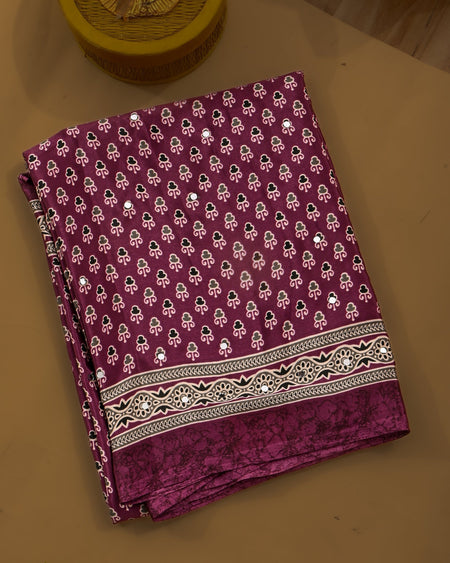 Purple Silk Printed Saree - Shop Vastram