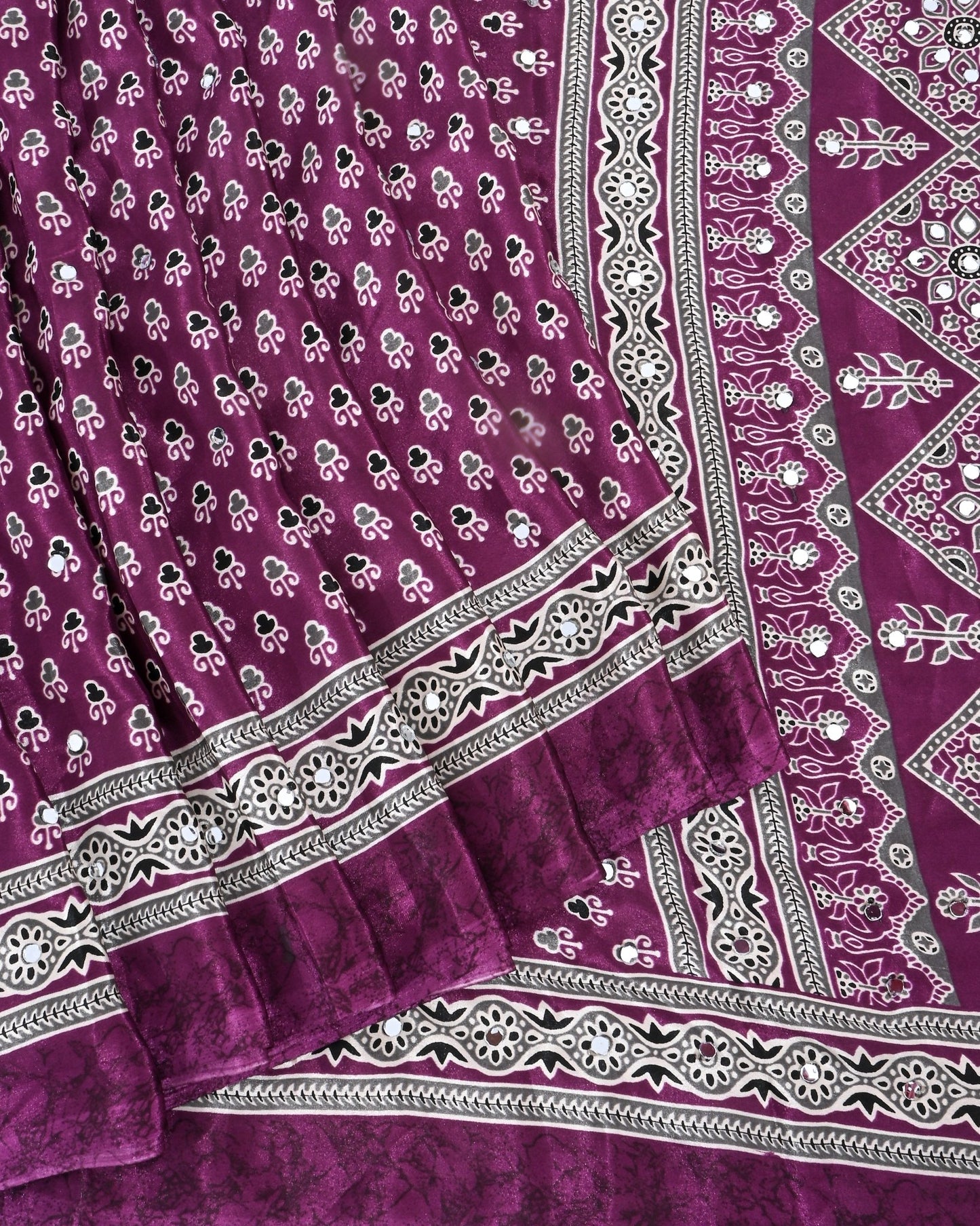 Purple Silk Printed Saree - Shop Vastram