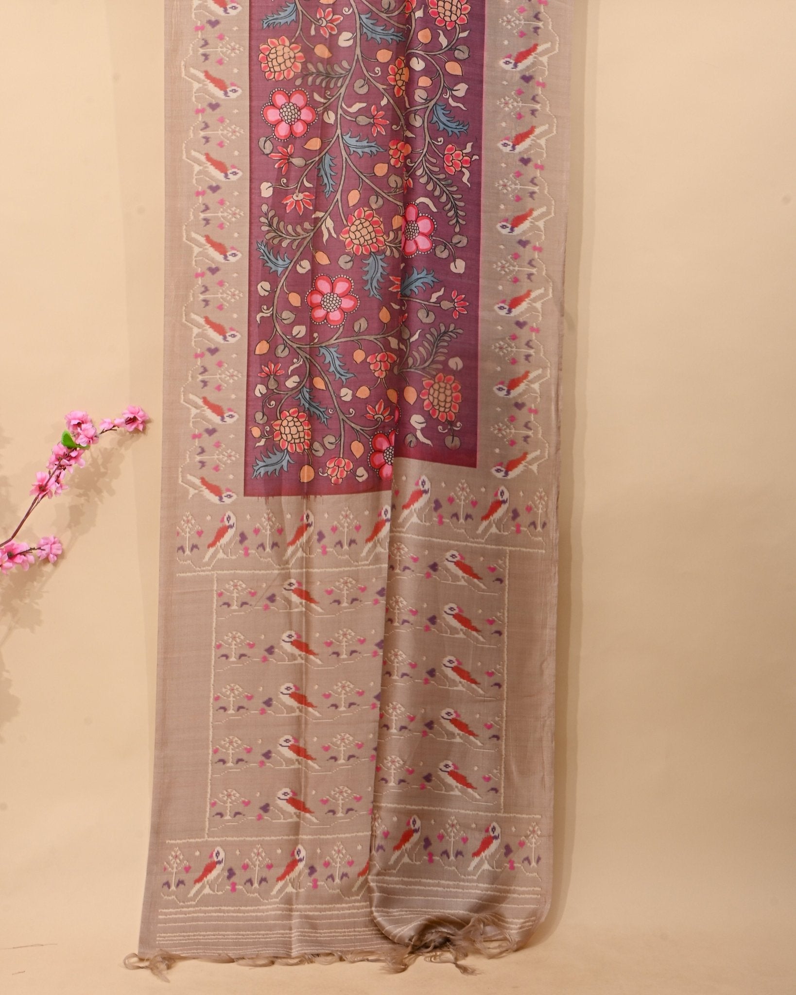 Purple Silk Printed Saree - Shop Vastram