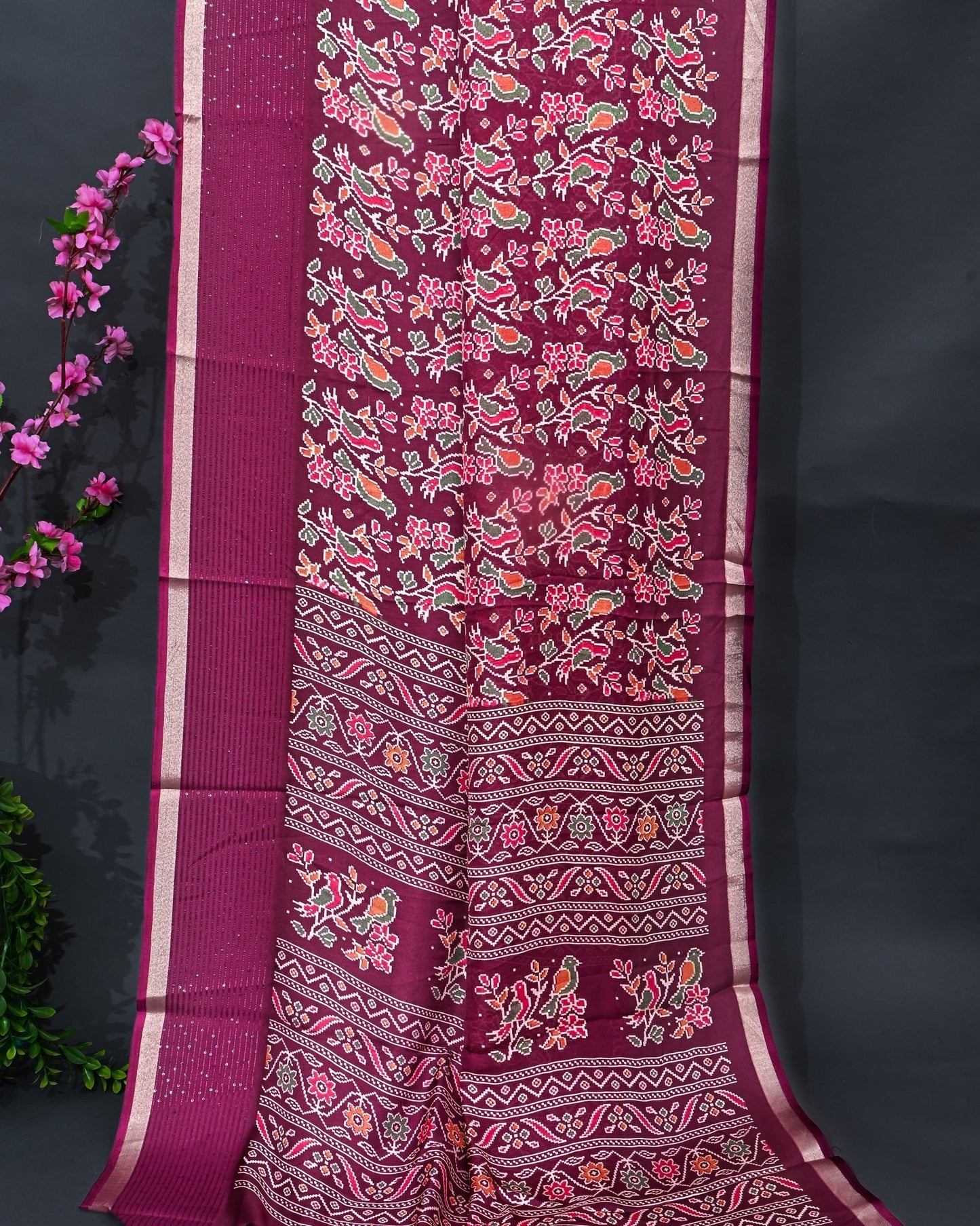 Purple Silk Printed Saree - Shop Vastram