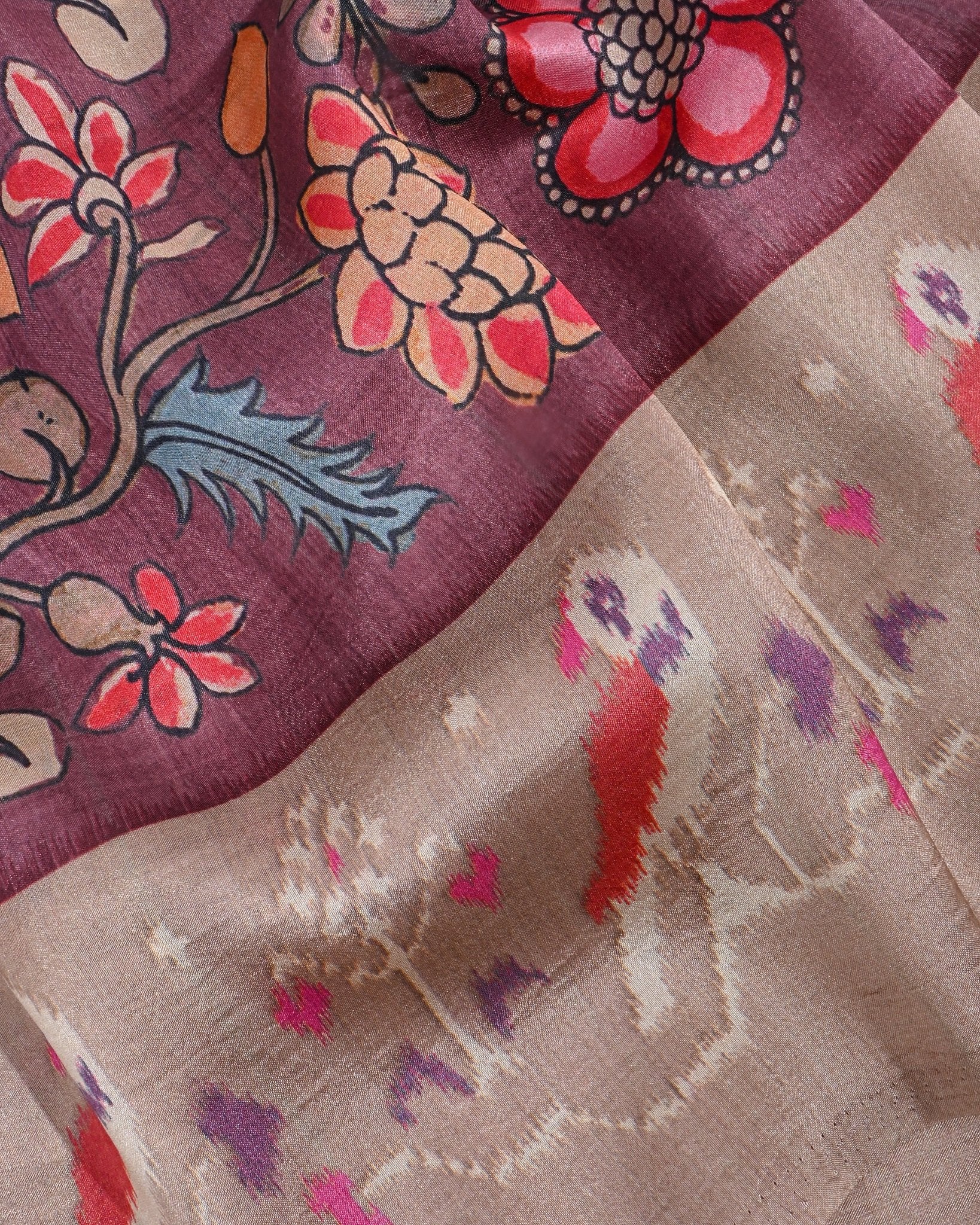 Purple Silk Printed Saree - Shop Vastram