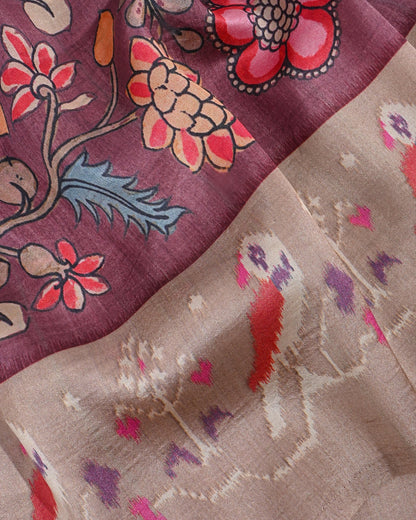 Purple Silk Printed Saree - Shop Vastram