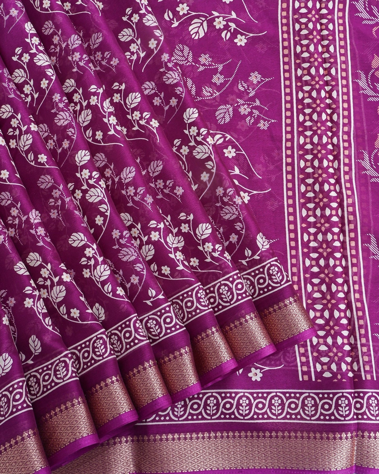 Purple Silk Printed Saree - Shop Vastram
