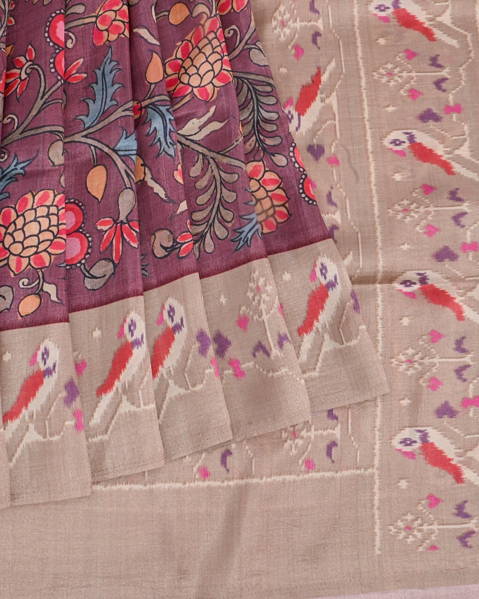 Purple Silk Printed Saree - Shop Vastram