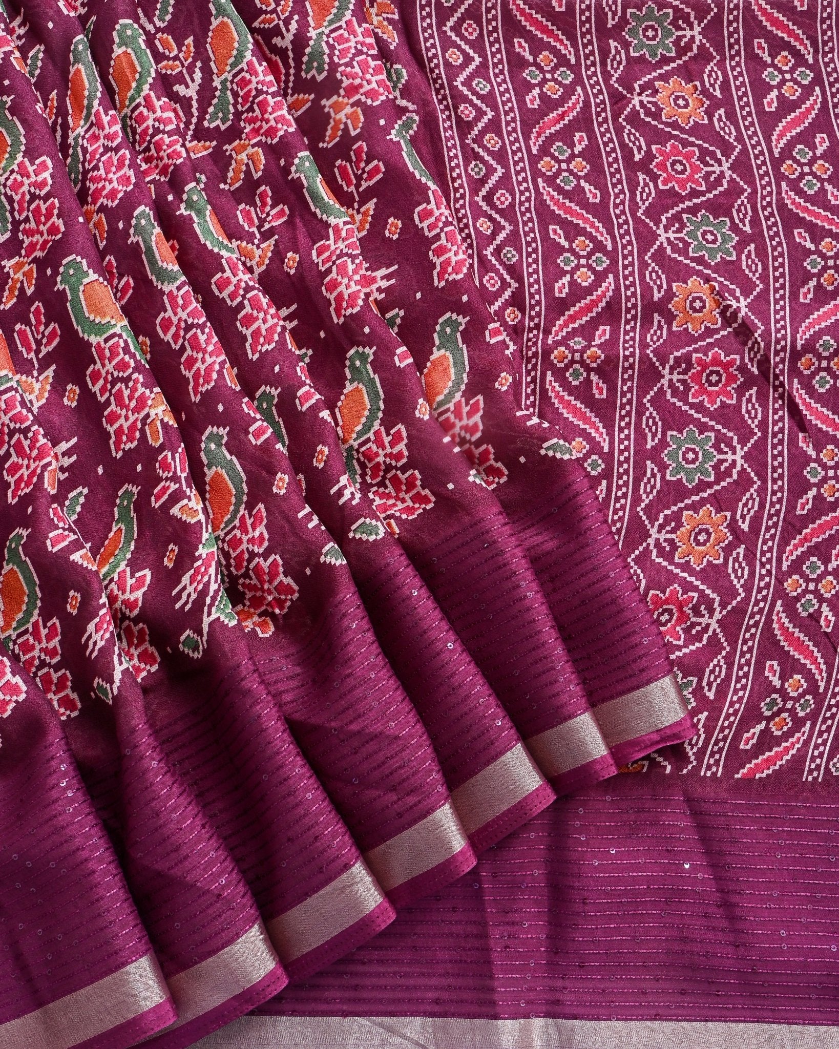 Purple Silk Printed Saree - Shop Vastram