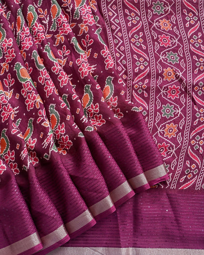 Purple Silk Printed Saree - Shop Vastram