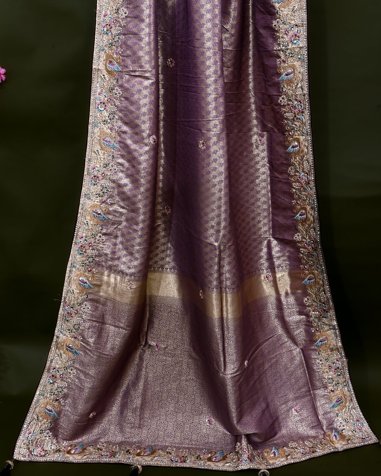 Purple Tissue Embroidery Saree - Shop Vastram