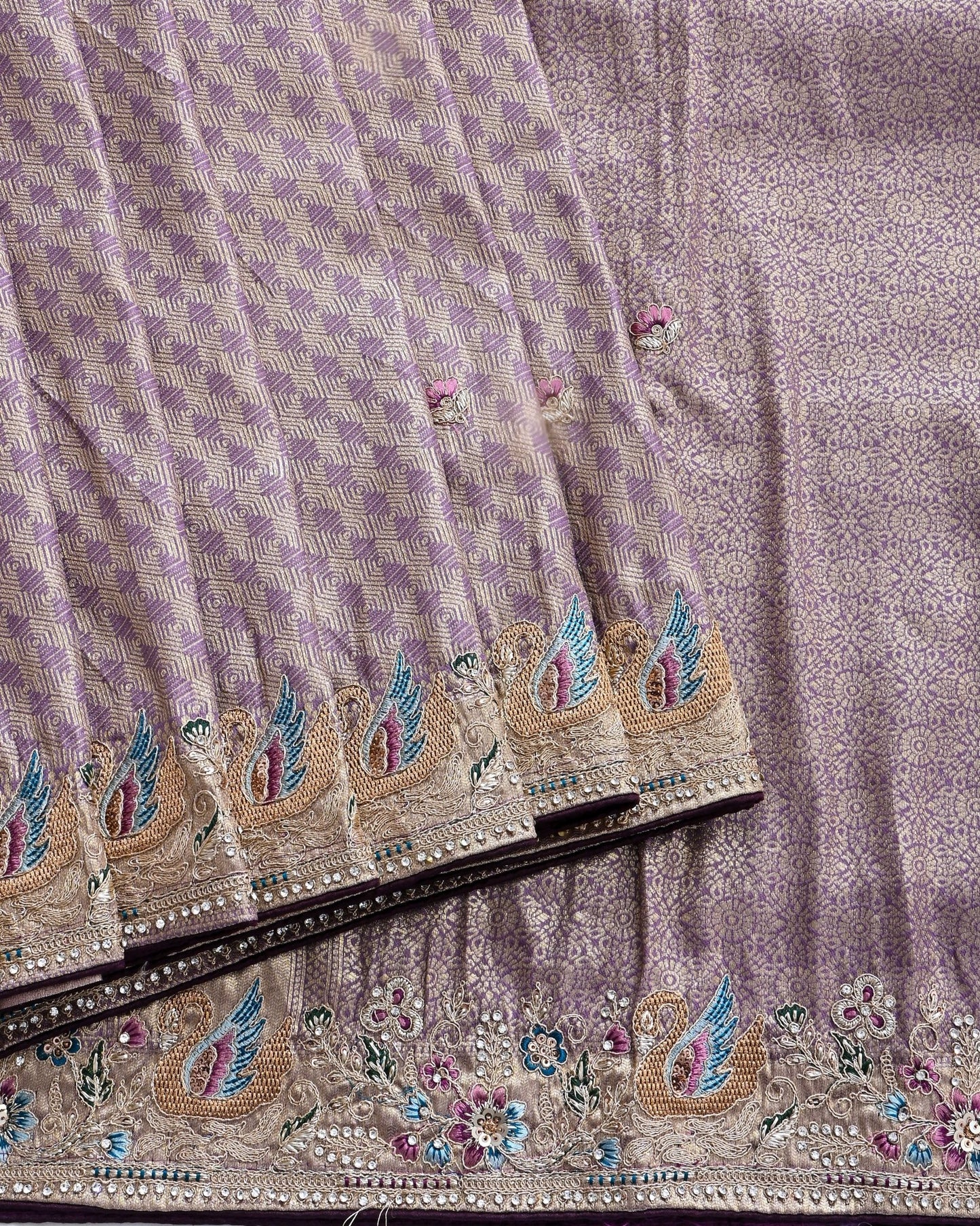 Purple Tissue Embroidery Saree - Shop Vastram