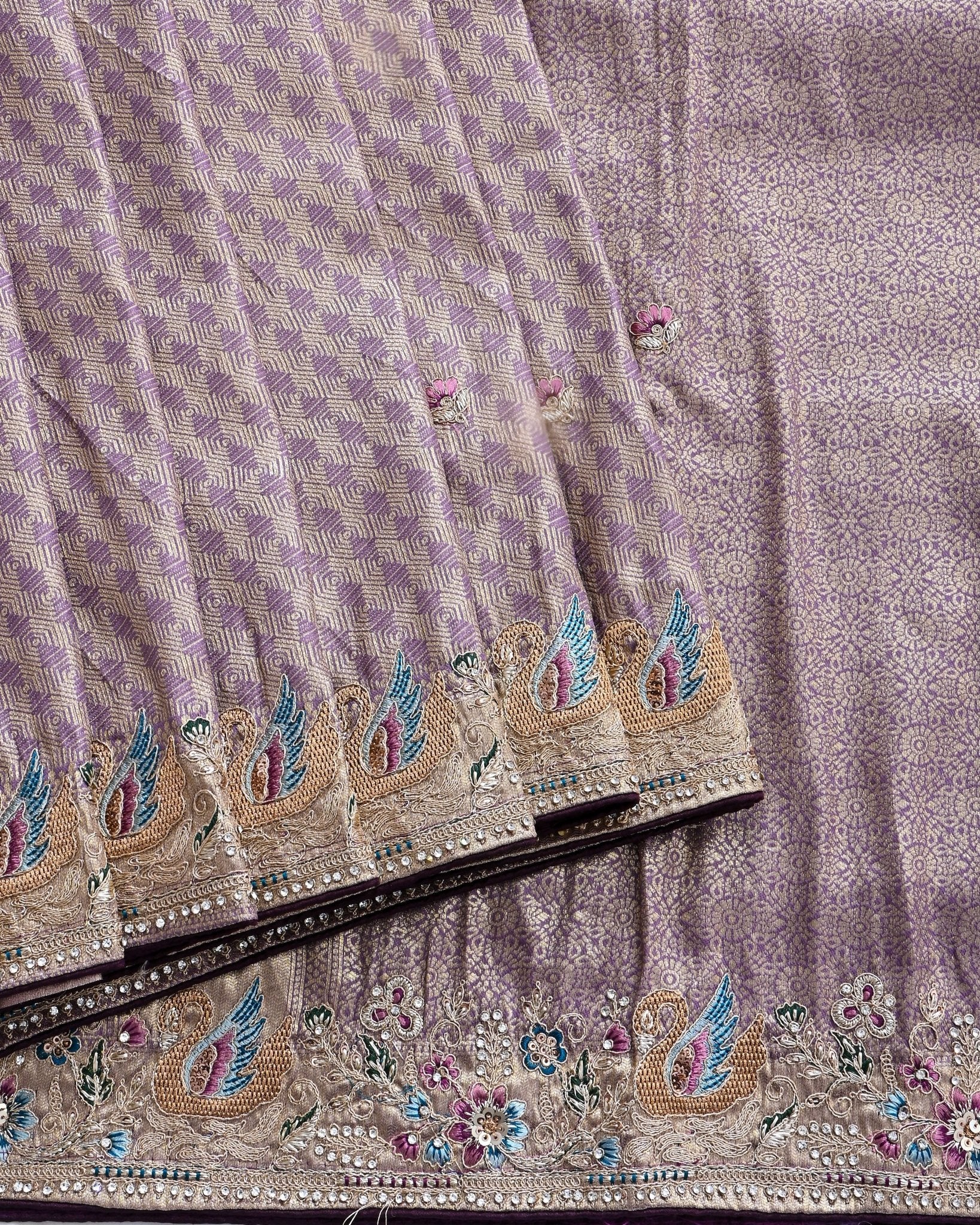 Purple Tissue Embroidery Saree - Shop Vastram