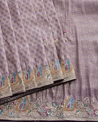 Purple Tissue Embroidery Saree - Shop Vastram