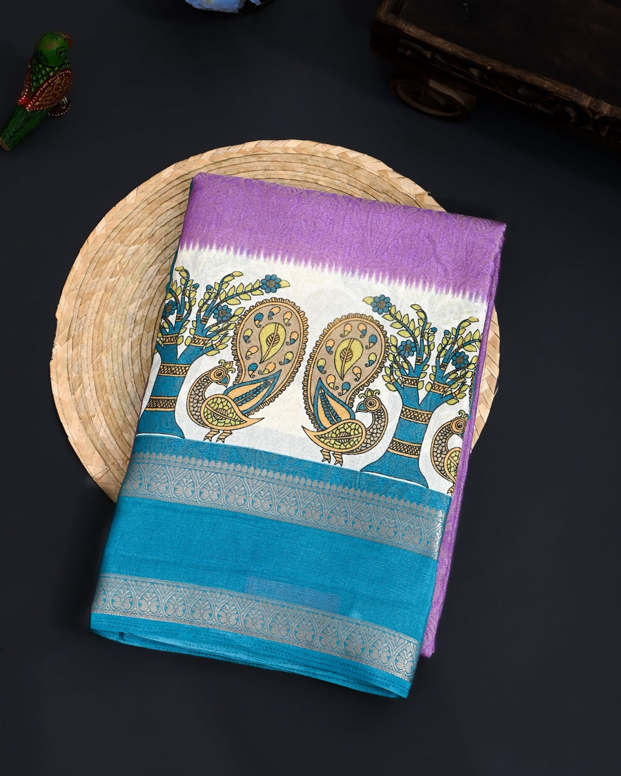 Purple Tissue Printed Saree - Shop Vastram