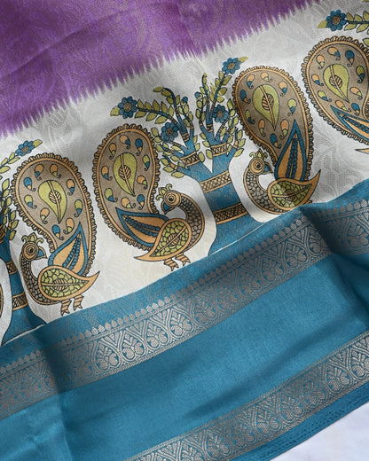 Purple Tissue Printed Saree - Shop Vastram