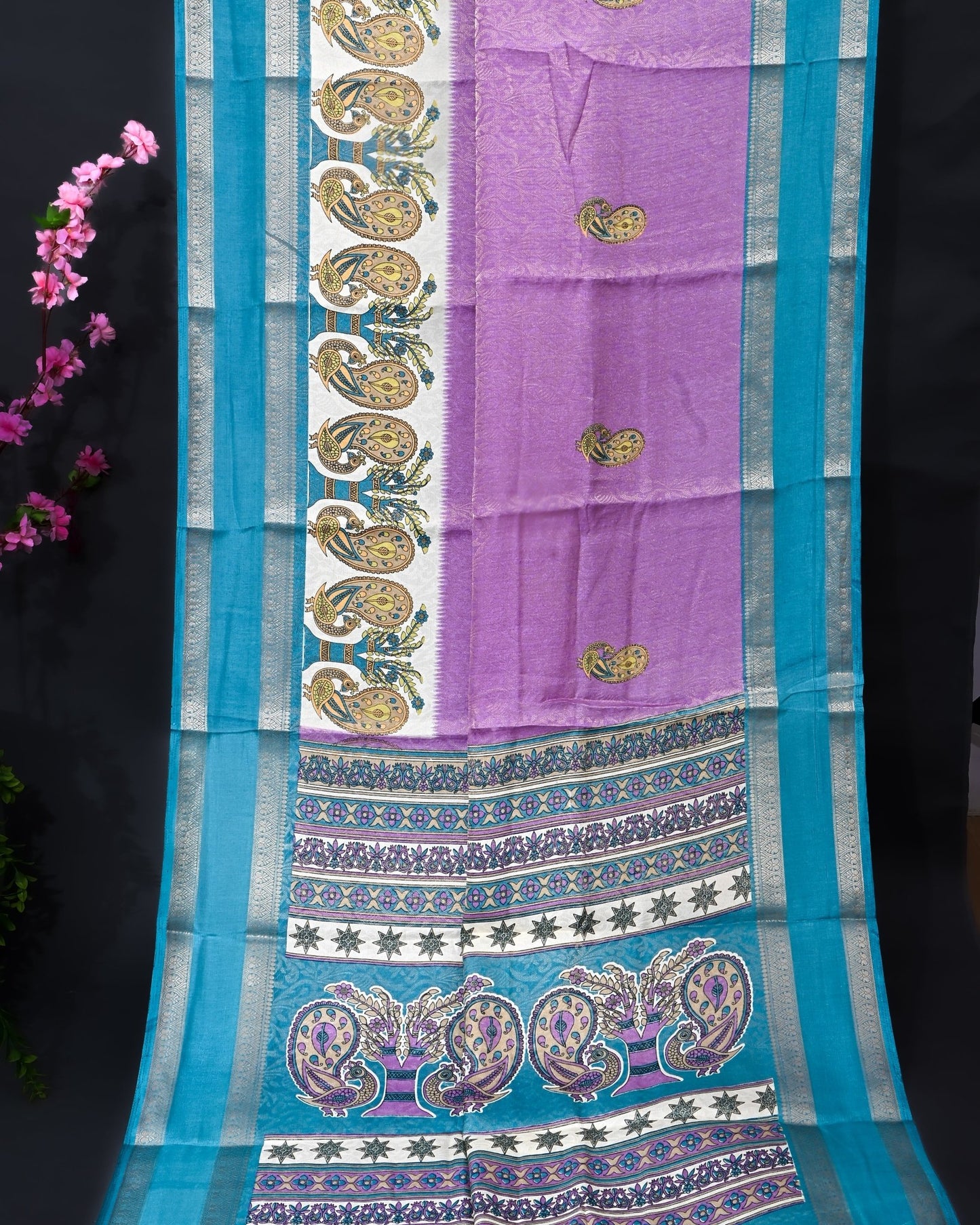 Purple Tissue Printed Saree - Shop Vastram