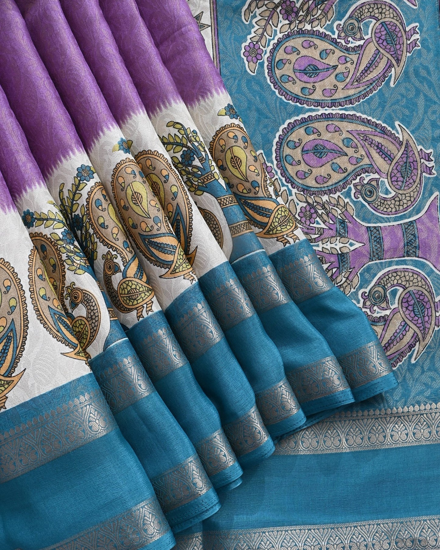 Purple Tissue Printed Saree - Shop Vastram