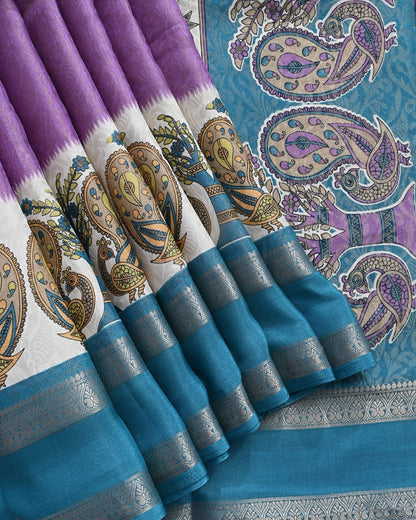 Purple Tissue Printed Saree - Shop Vastram