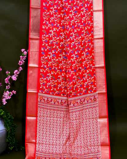 Red Silk Printed Saree - Shop Vastram