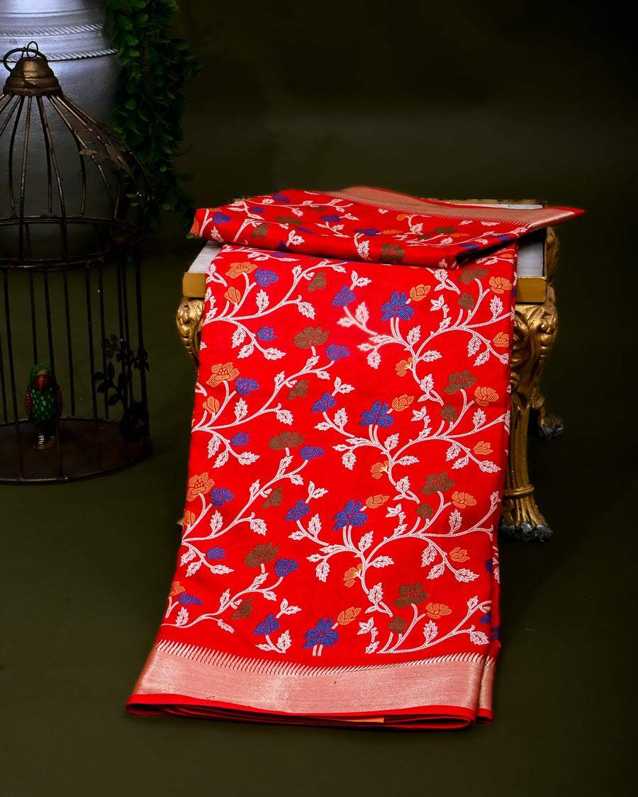 Red Silk Printed Saree - Shop Vastram