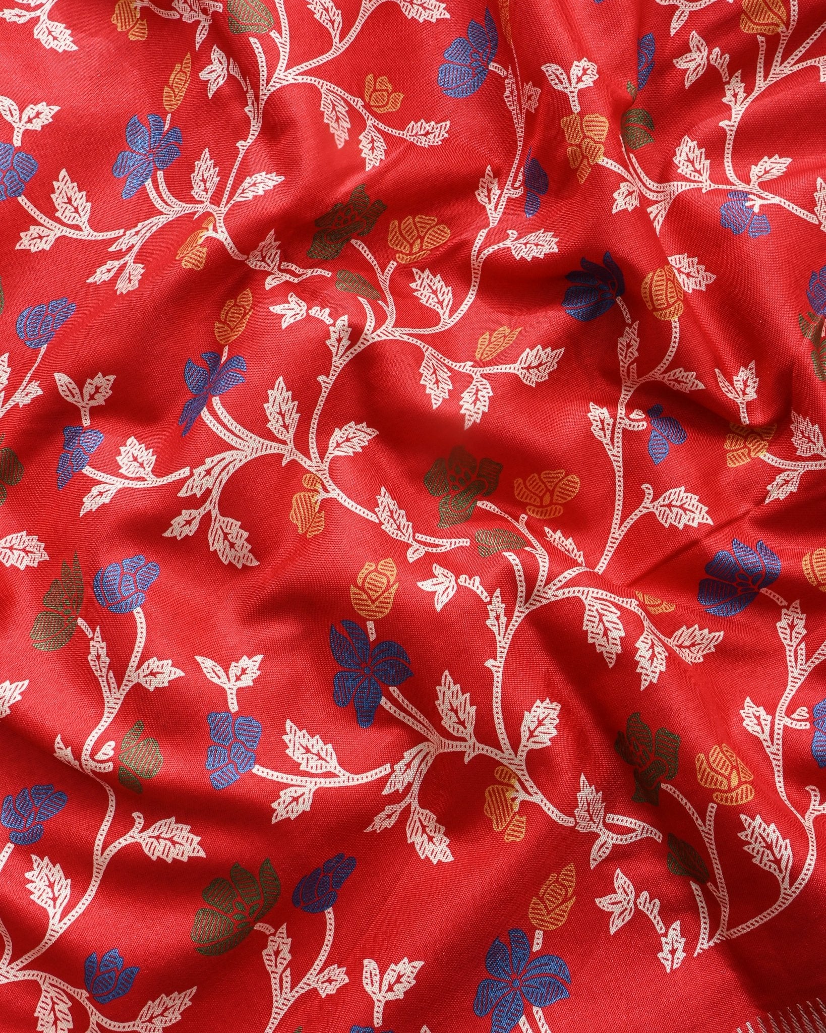Red Silk Printed Saree - Shop Vastram