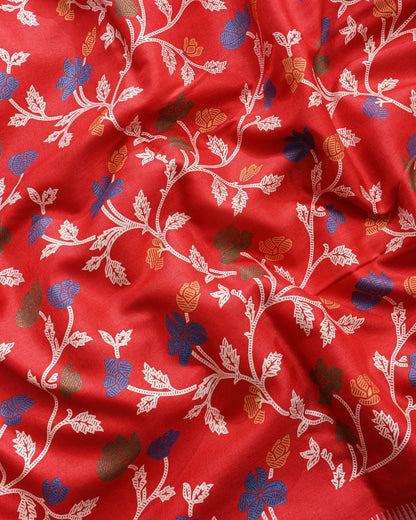 Red Silk Printed Saree - Shop Vastram