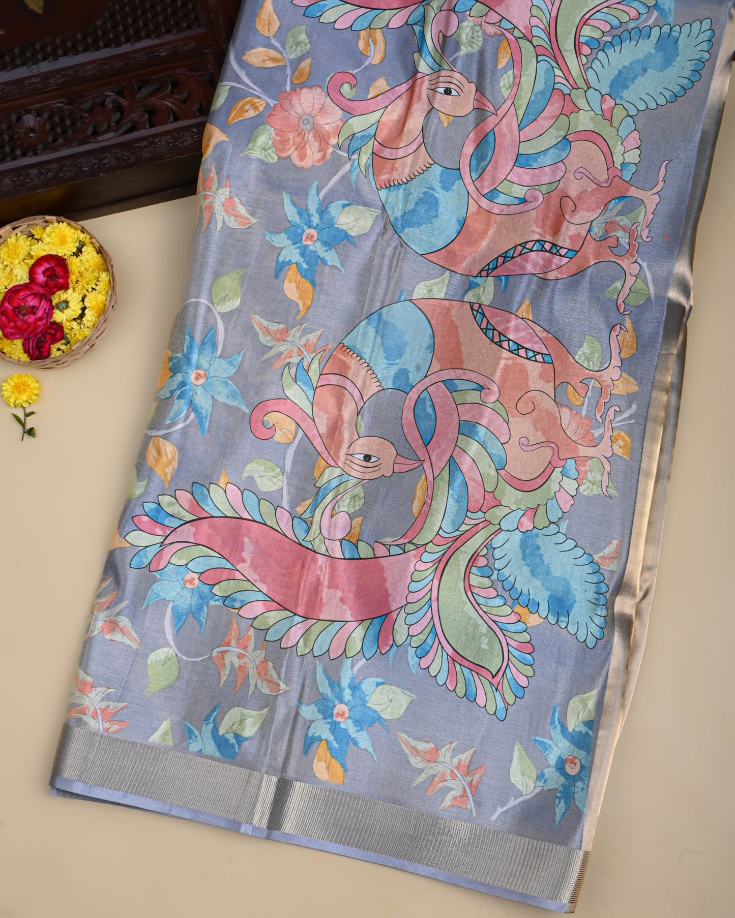 Silver Color Tissue Saree - Shop Vastram