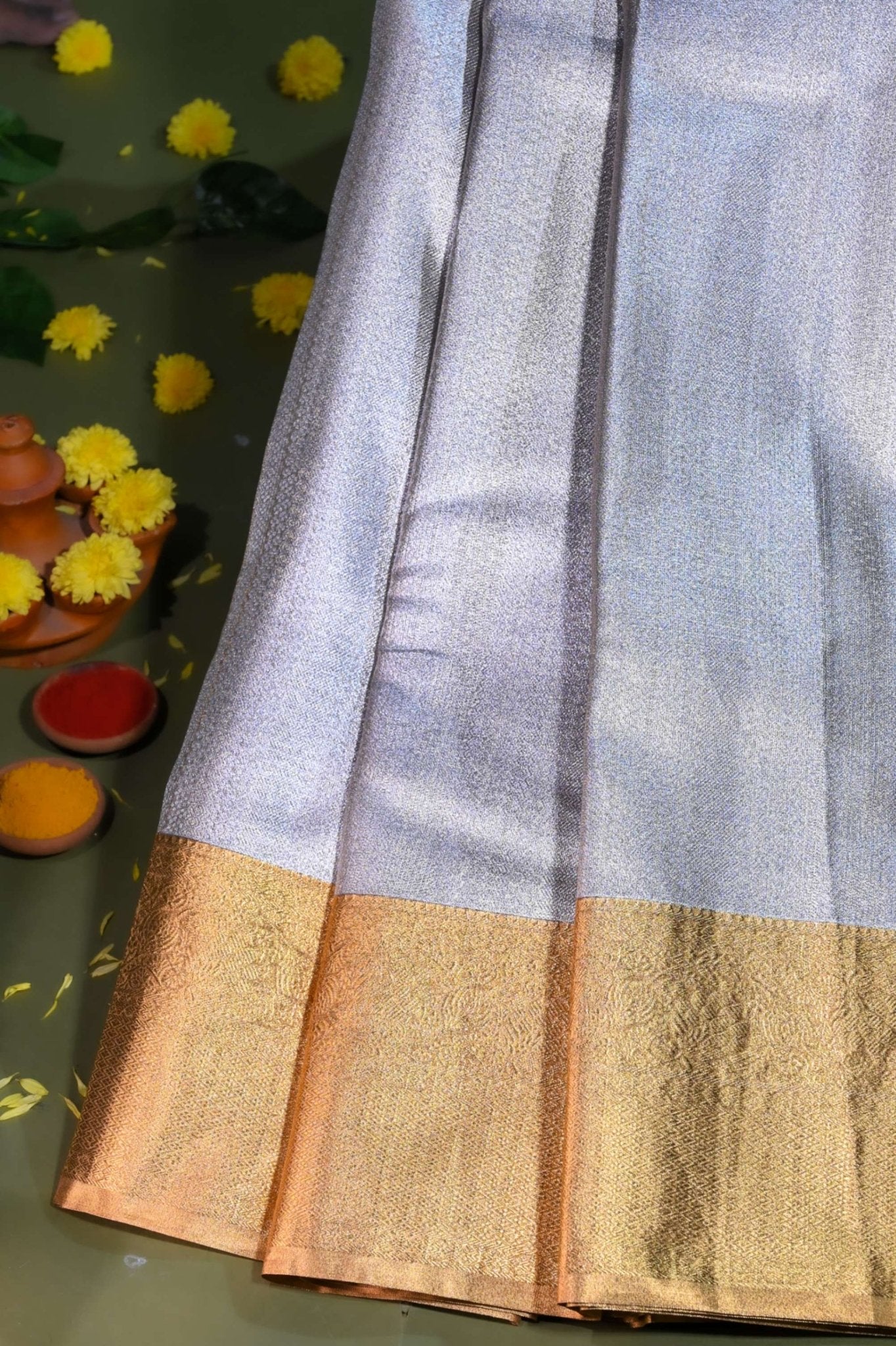Silver Kanchipuram Saree - Shop Vastram