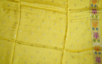 Yellow Banarasi Dupion Saree - Shop Vastram