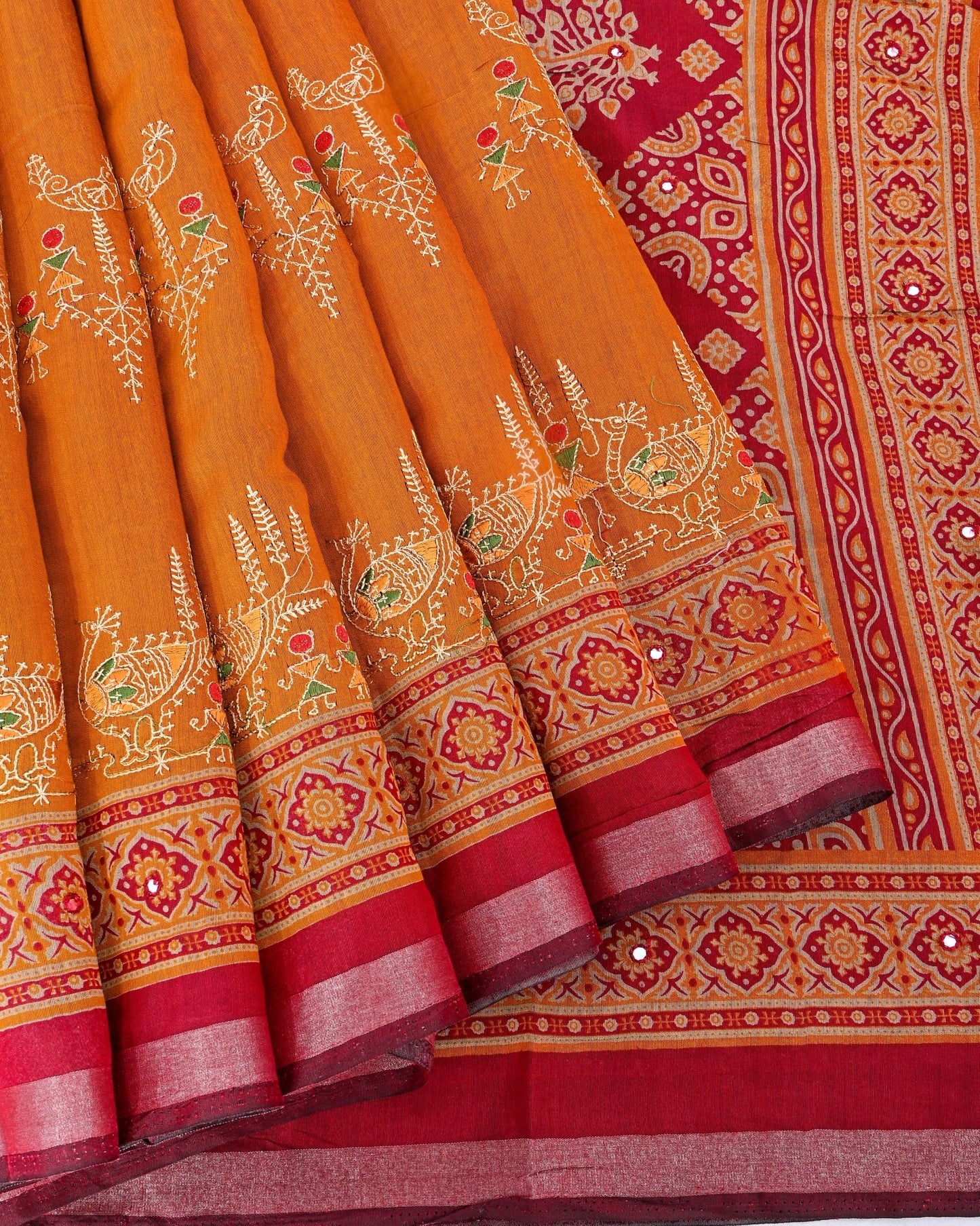 Yellow Chanderi Embroidery Saree - Shop Vastram