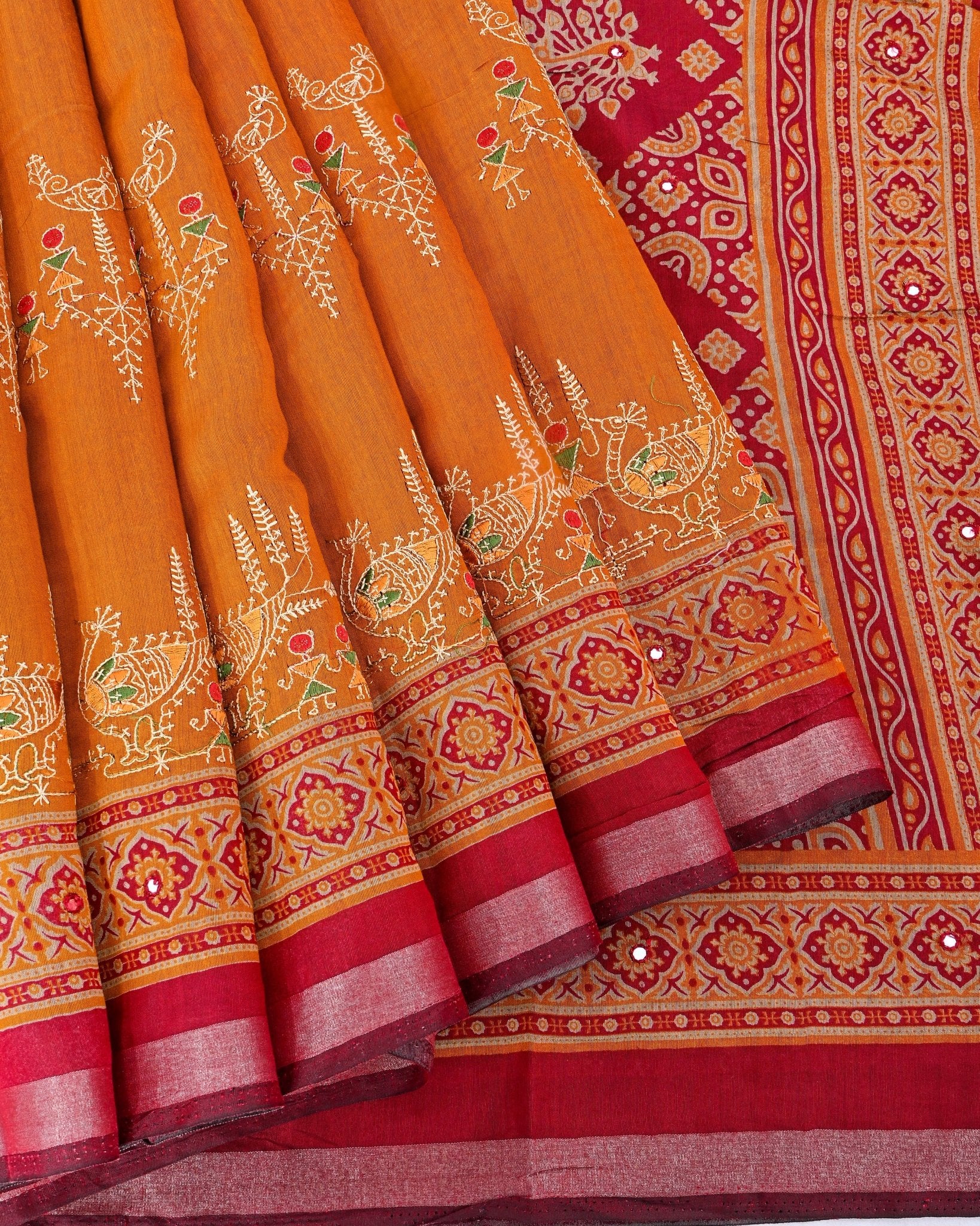 Yellow Chanderi Embroidery Saree - Shop Vastram
