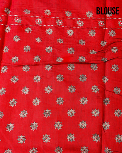 Yellow Chanderi Printed Saree - Shop Vastram