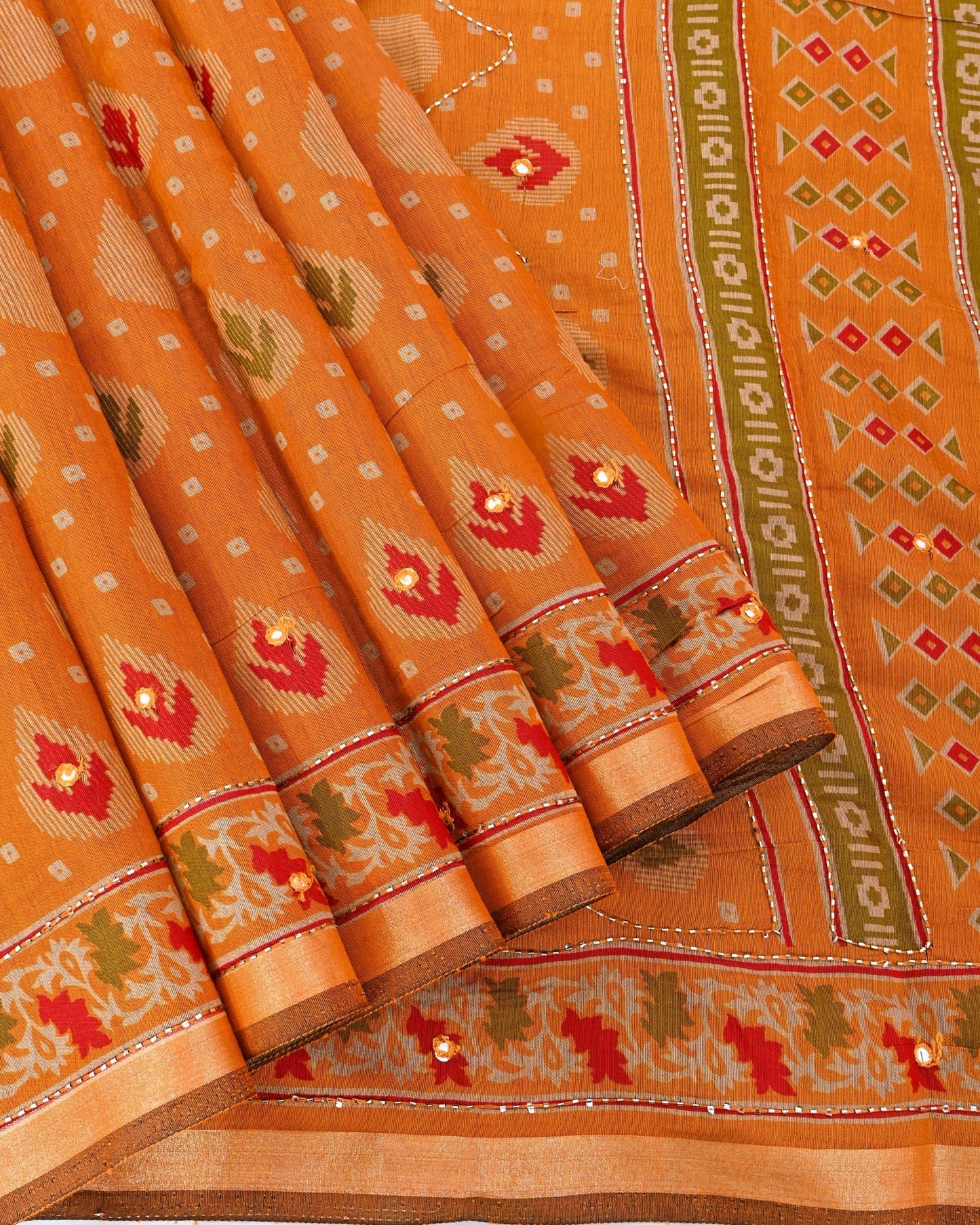 Yellow Chanderi Printed Saree - Shop Vastram