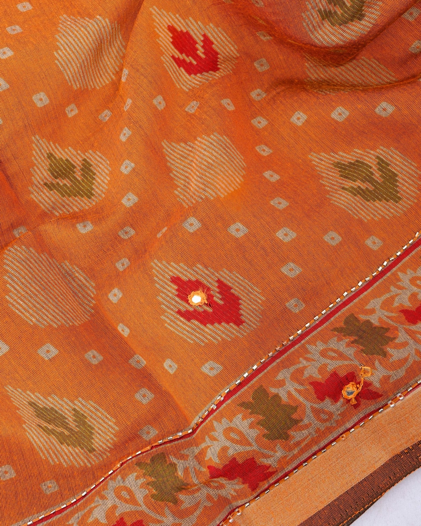 Yellow Chanderi Printed Saree - Shop Vastram