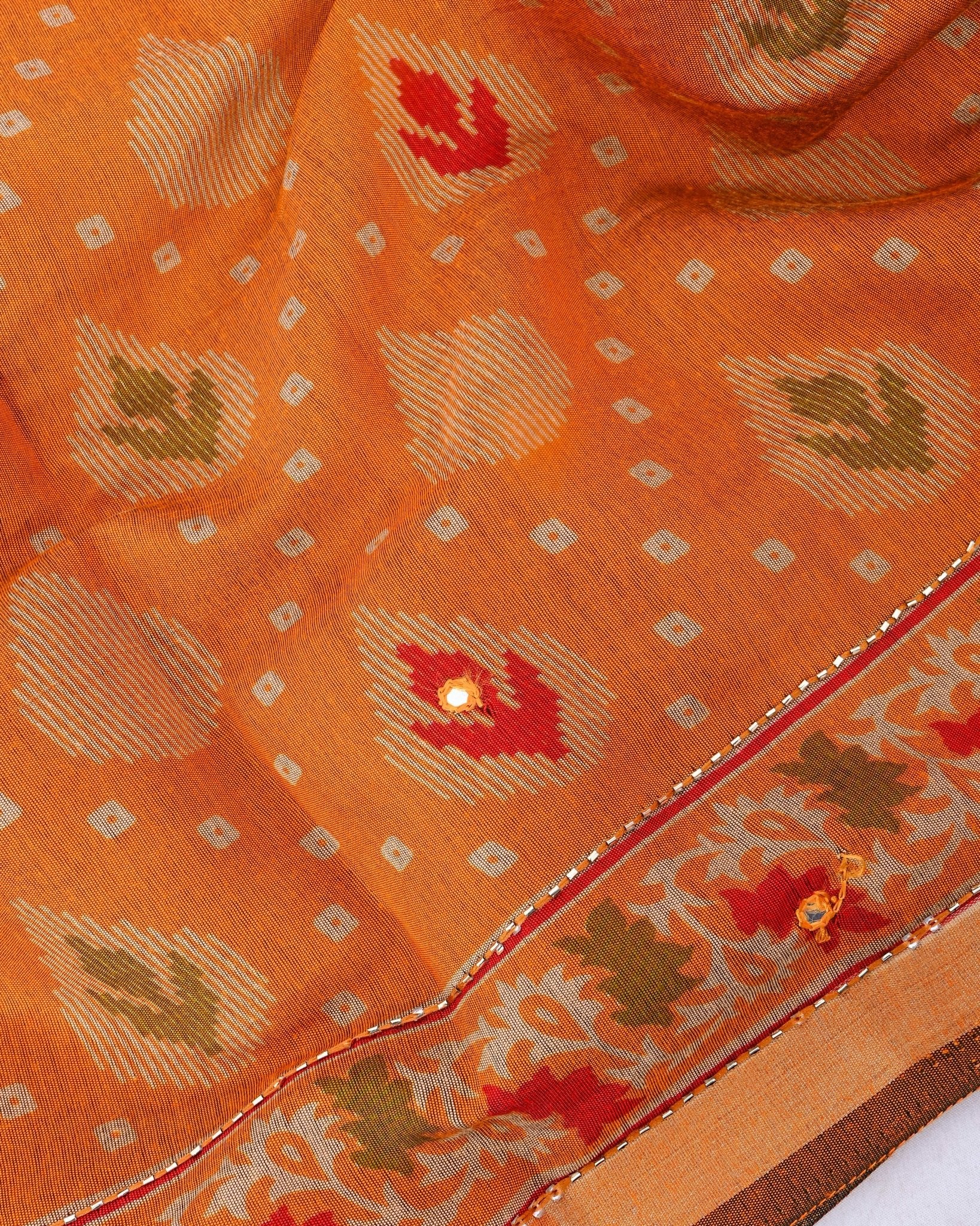 Yellow Chanderi Printed Saree - Shop Vastram
