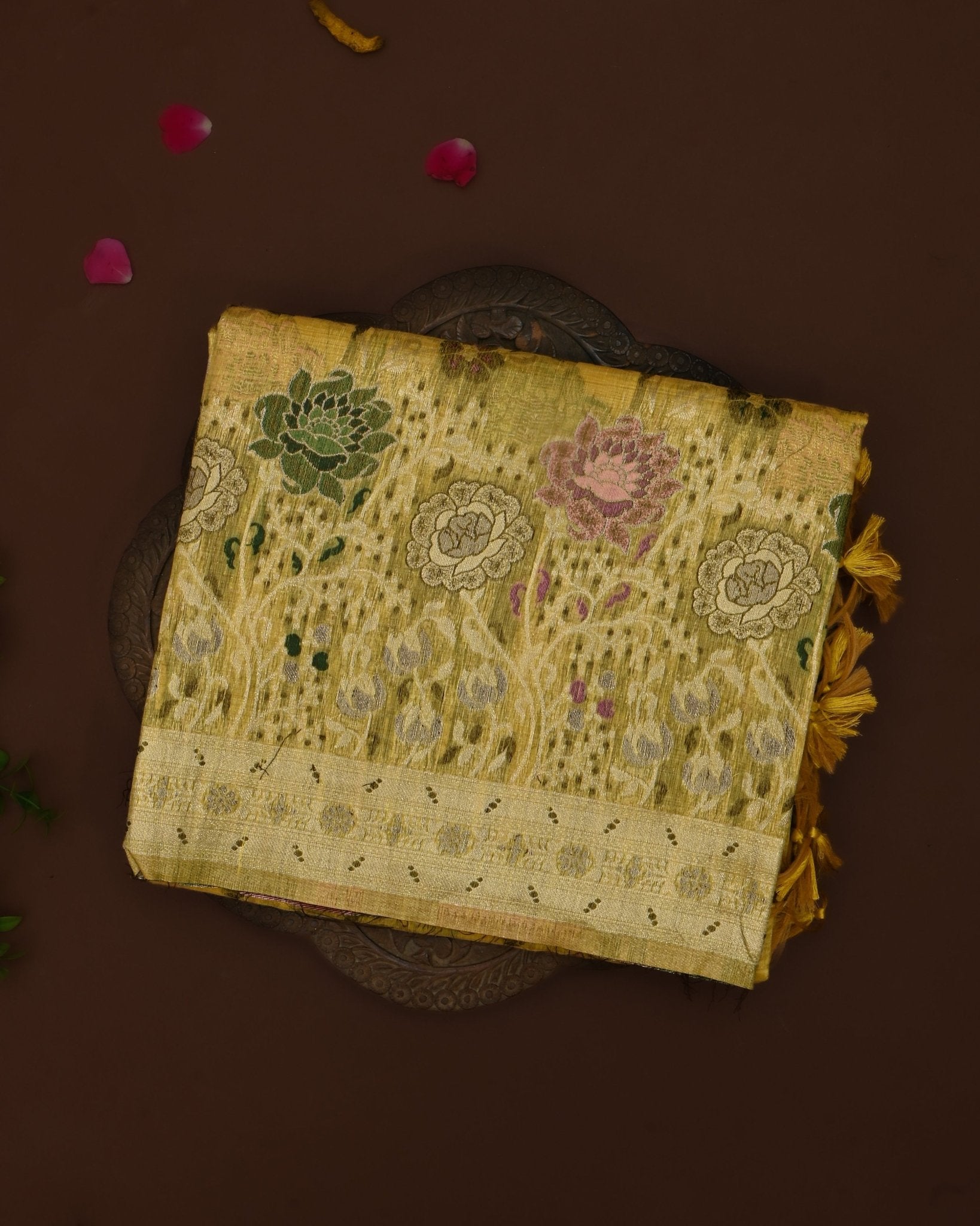 Yellow color Chanderi Saree - Shop Vastram