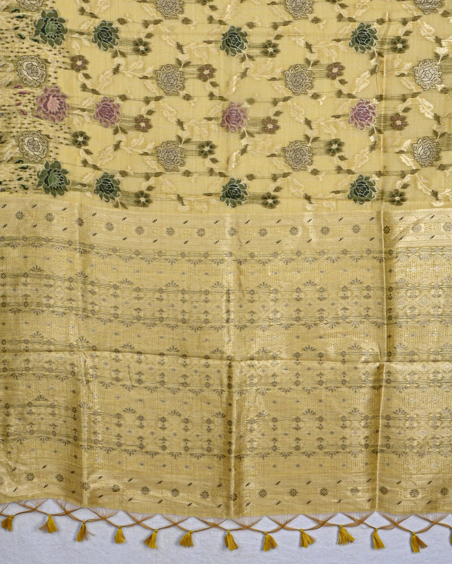Yellow color Chanderi Saree - Shop Vastram