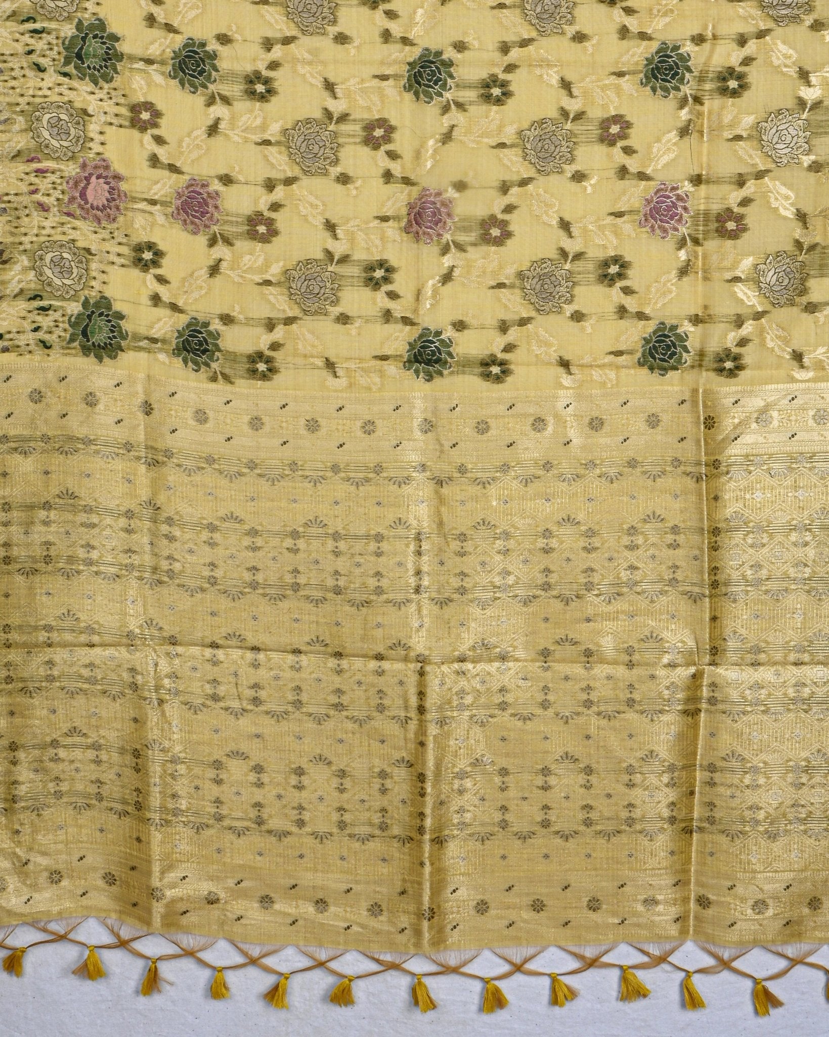 Yellow color Chanderi Saree - Shop Vastram