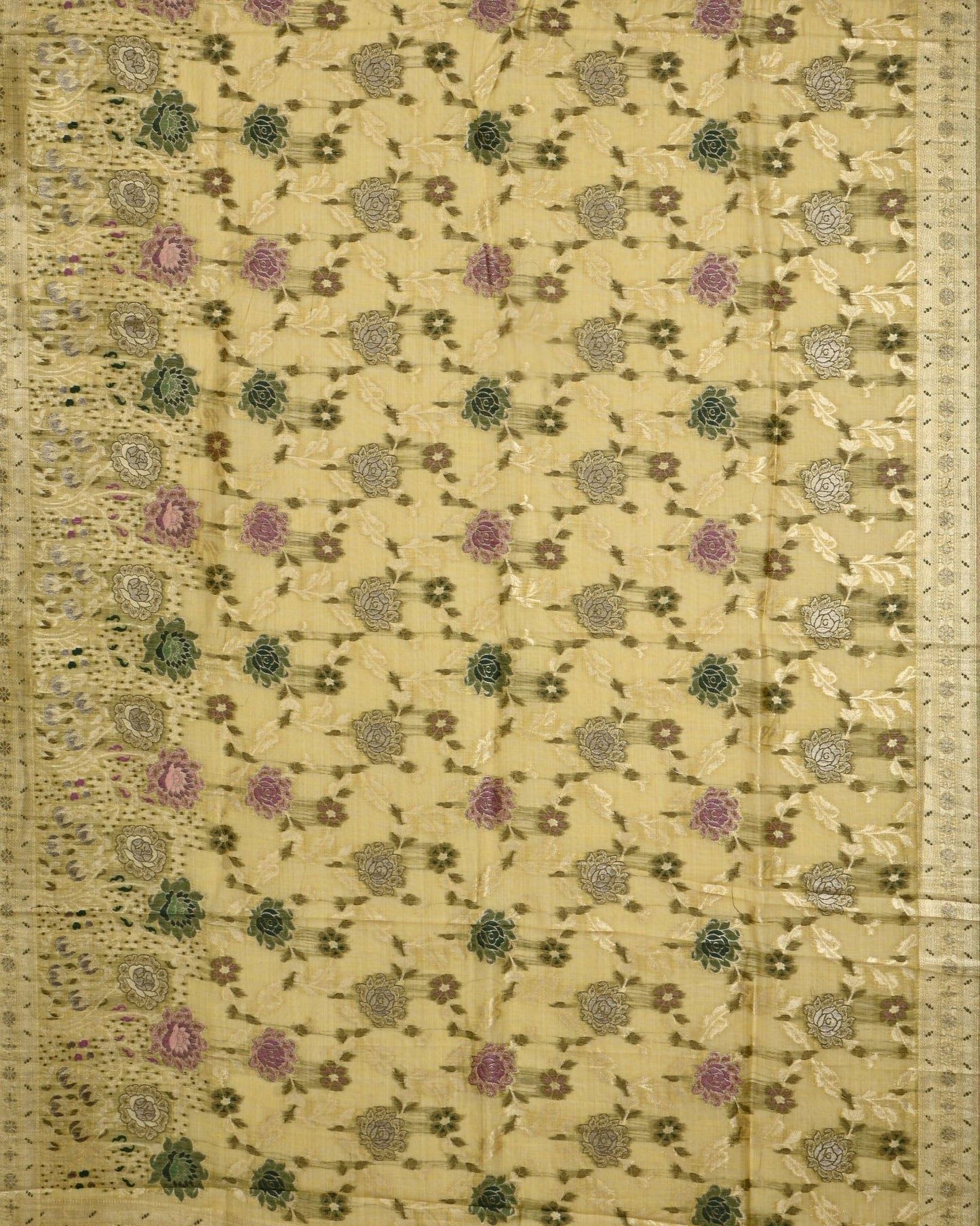 Yellow color Chanderi Saree - Shop Vastram