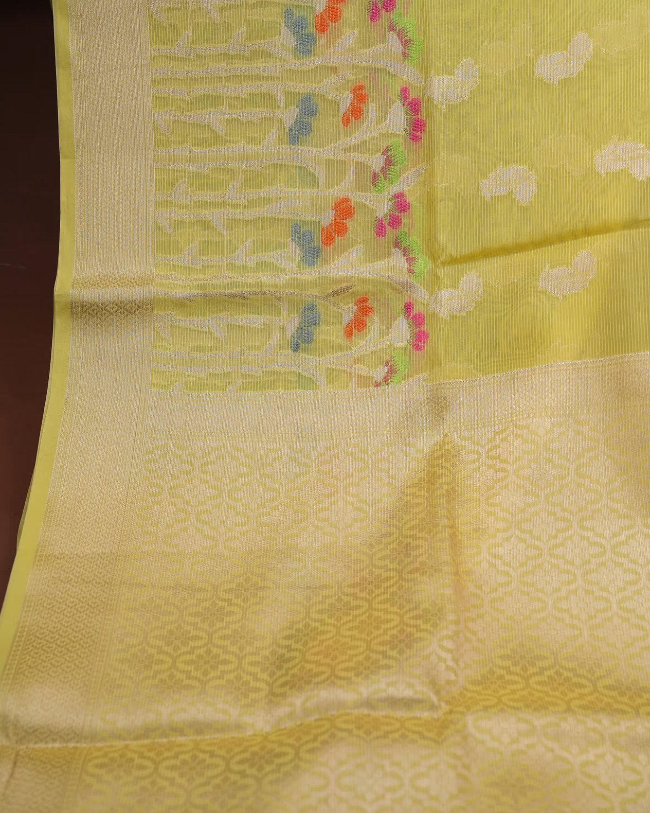 Yellow Color Organza Saree - Shop Vastram