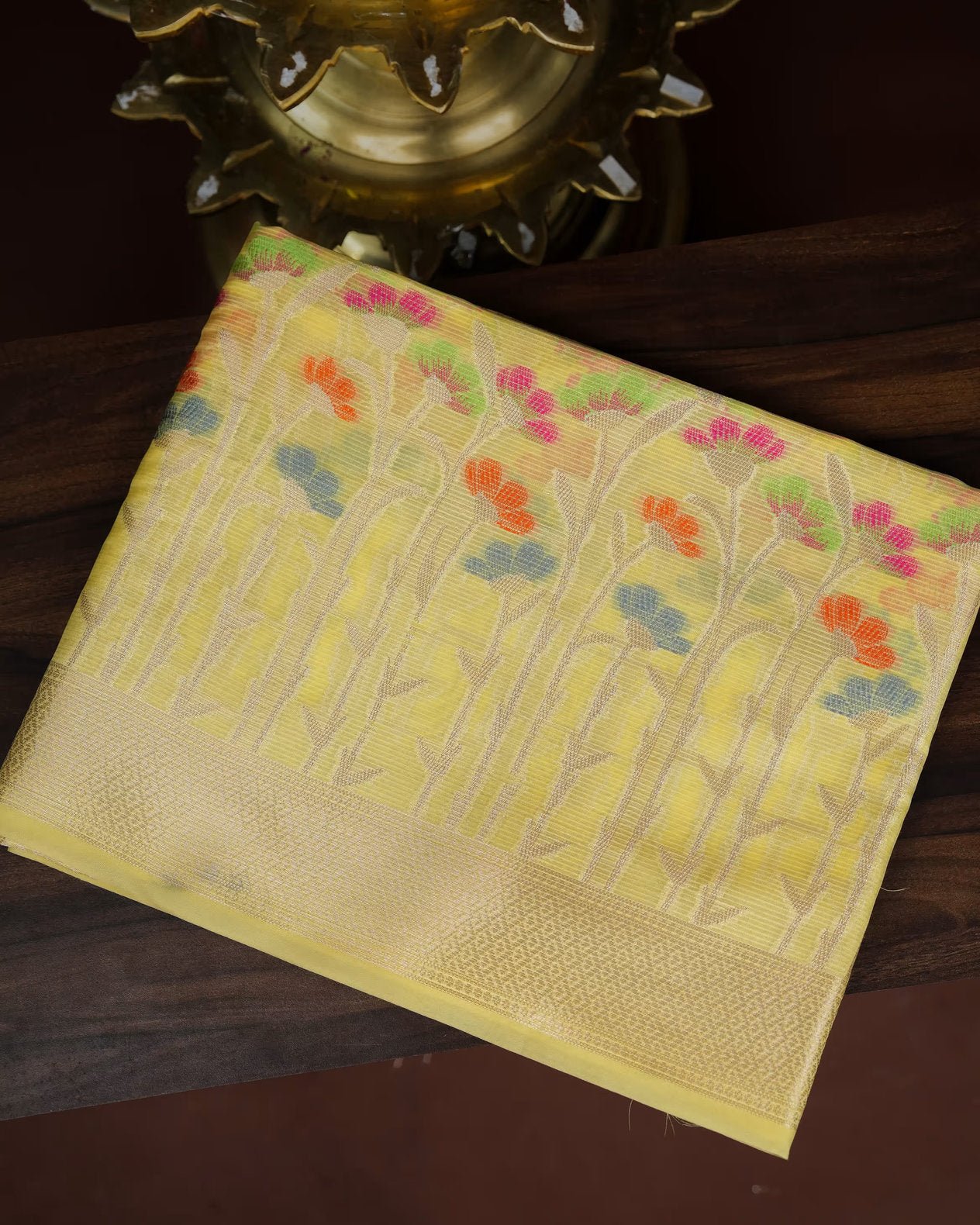 Yellow Color Organza Saree - Shop Vastram