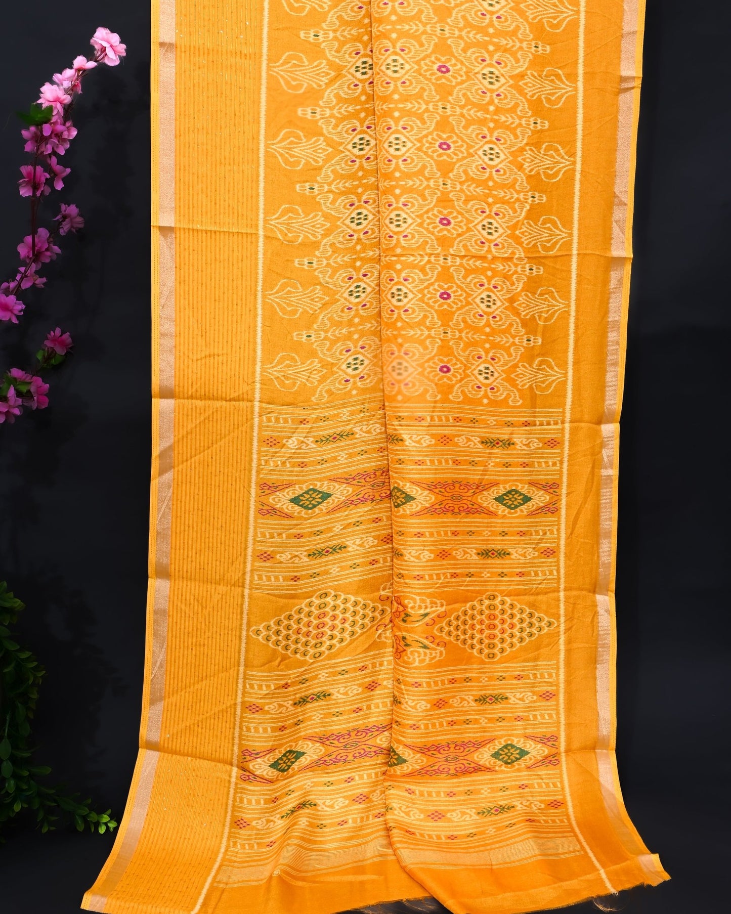 Yellow Silk Printed Saree - Shop Vastram