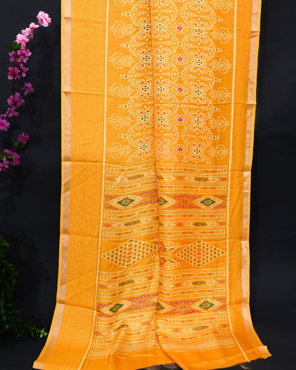 Yellow Silk Printed Saree - Shop Vastram