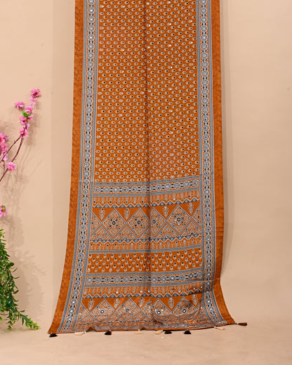 Yellow Silk Printed Saree - Shop Vastram
