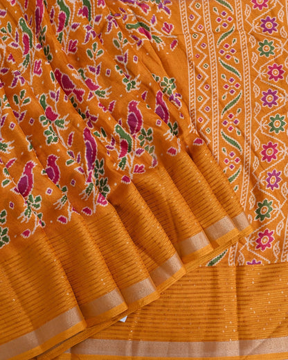Yellow Silk Printed Saree - Shop Vastram