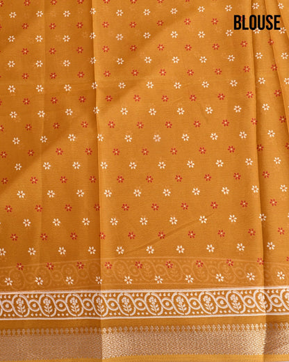 Yellow Silk Printed Saree - Shop Vastram