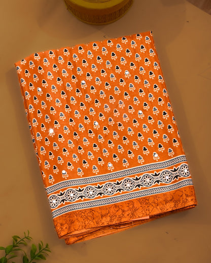 Yellow Silk Printed Saree - Shop Vastram